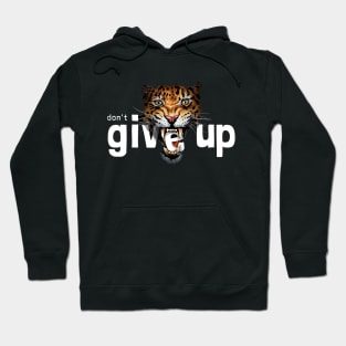 Don't give up slogan with e letter in leopard mouth Hoodie